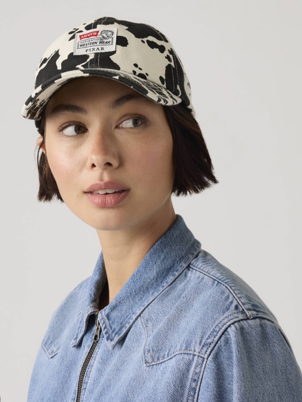 Levi's X Disney Cow Print Baseball Cap - Black & Cream - Picture 4 of 8